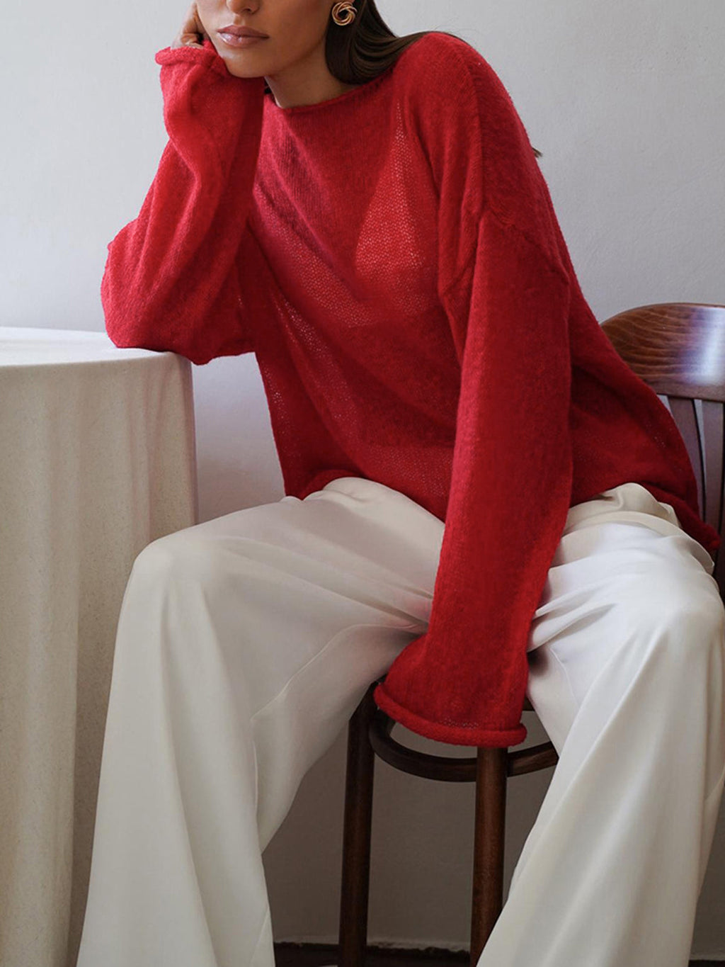 Andreina | Struktureret gennemsigtig striksweater