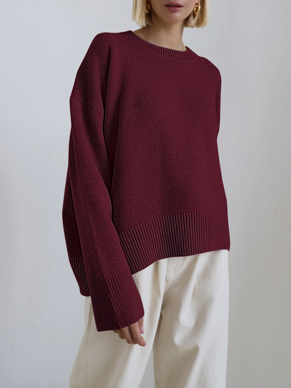Virginia | Oversized striksweater med rund hals