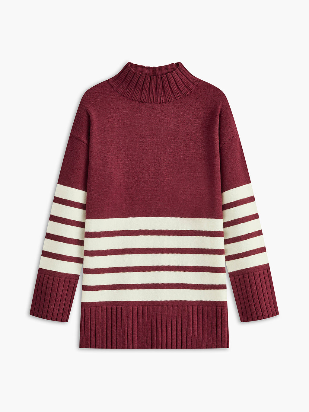 Elena | Stribet sweater med høj hals