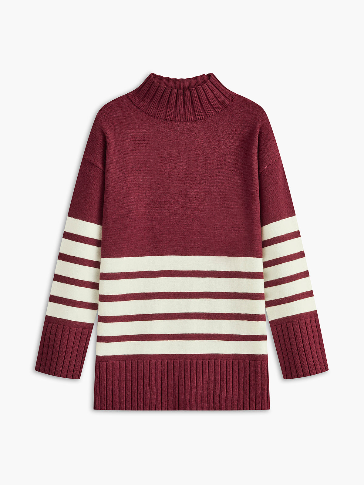 Elena | Stribet sweater med høj hals