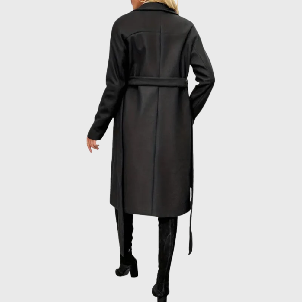 Graziella | Lang, vatteret vintertrenchcoat med bælte