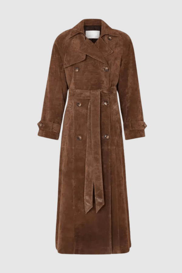 Morena – Maxi-trenchcoat i vegansk ruskind