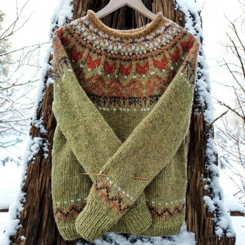 Nunzia | Sweater i uldblanding med klassisk flettet mønster