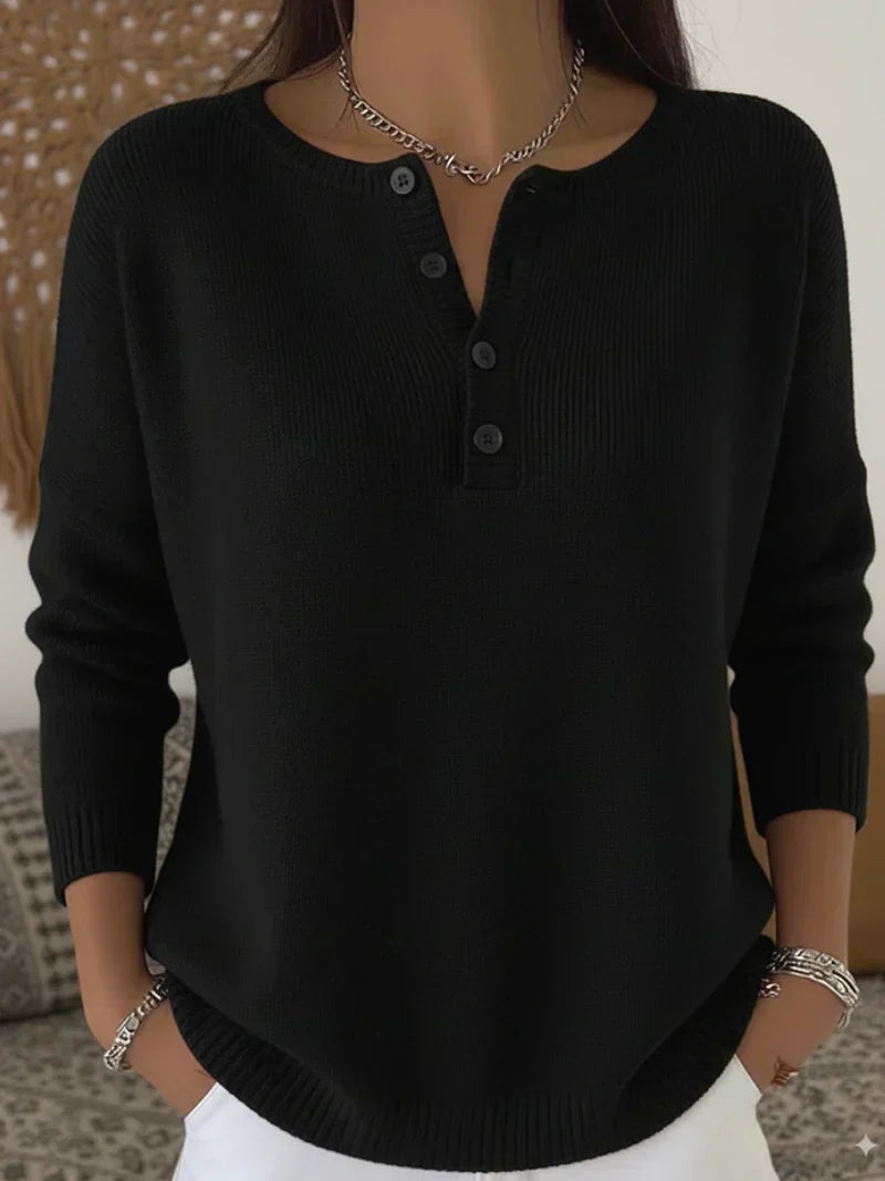Helena | Ribstrikket henley-sweater