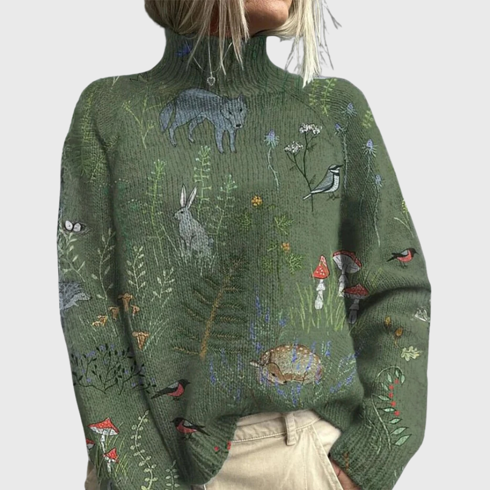 Graziella | Varm strikket rullekravesweater med slå-om-effekt
