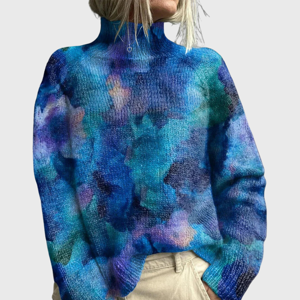 Graziella | Varm strikket rullekravesweater med slå-om-effekt