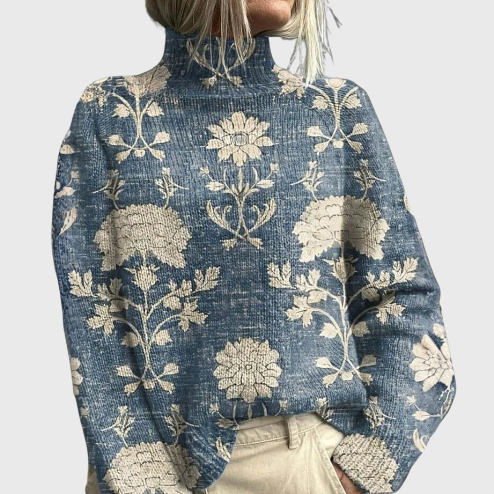 Graziella | Varm strikket rullekravesweater med slå-om-effekt