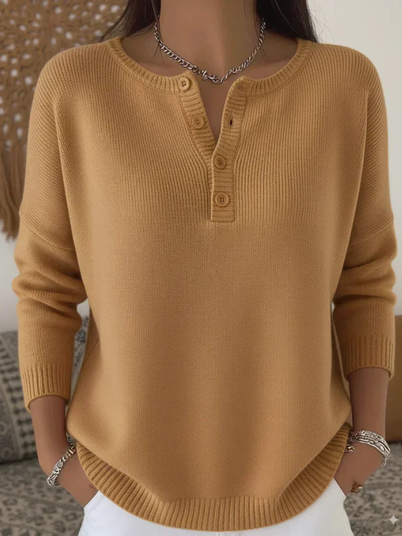Helena | Ribstrikket henley-sweater