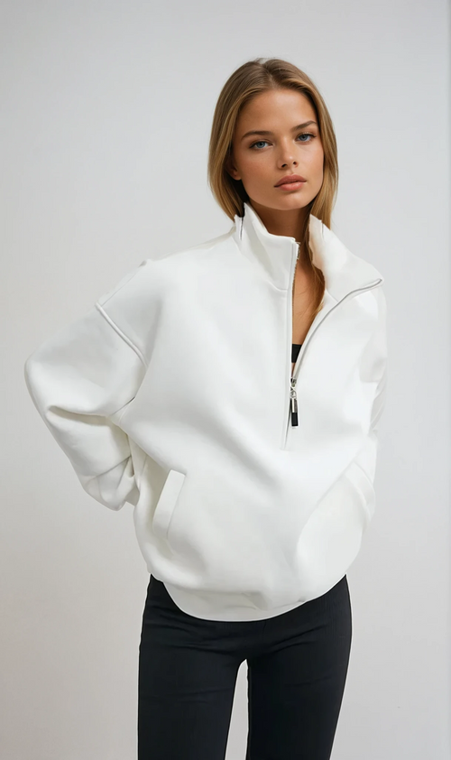 Alessandra | Oversized sweatshirt med halv lynlås