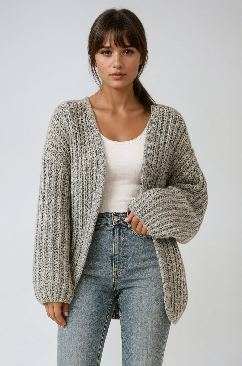 Tullia – Strikcardigan med oversized ærmer