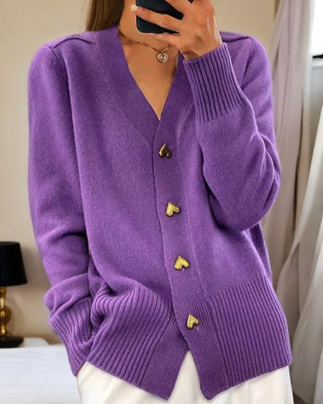 Concetta – Cardigan i blødt strik med V-hals og knapper