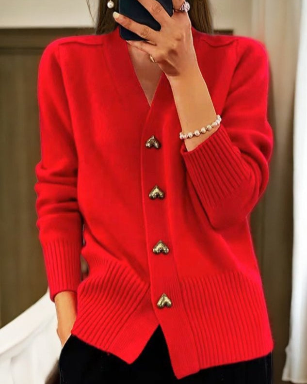 Concetta – Cardigan i blødt strik med V-hals og knapper
