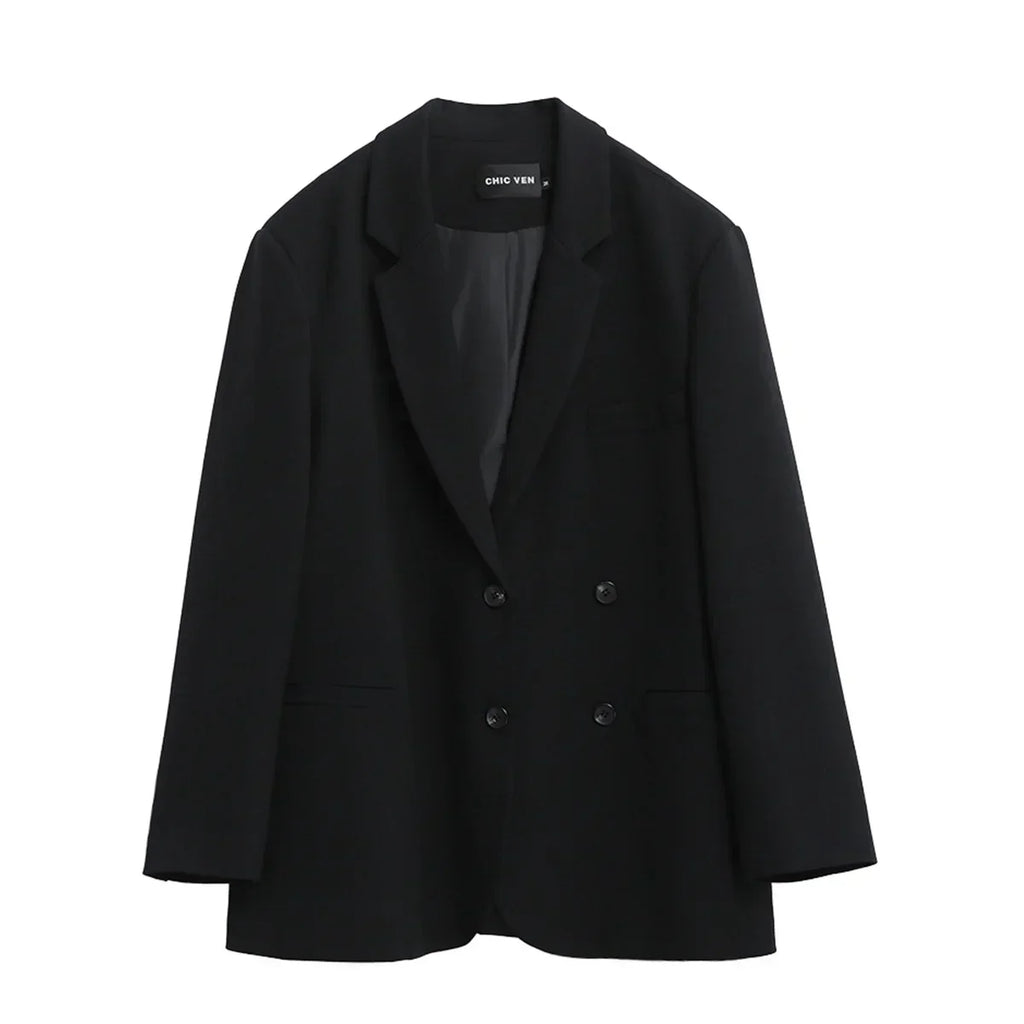 Bettina – Elegant ensfarvet kontorblazer med lange ærmer
