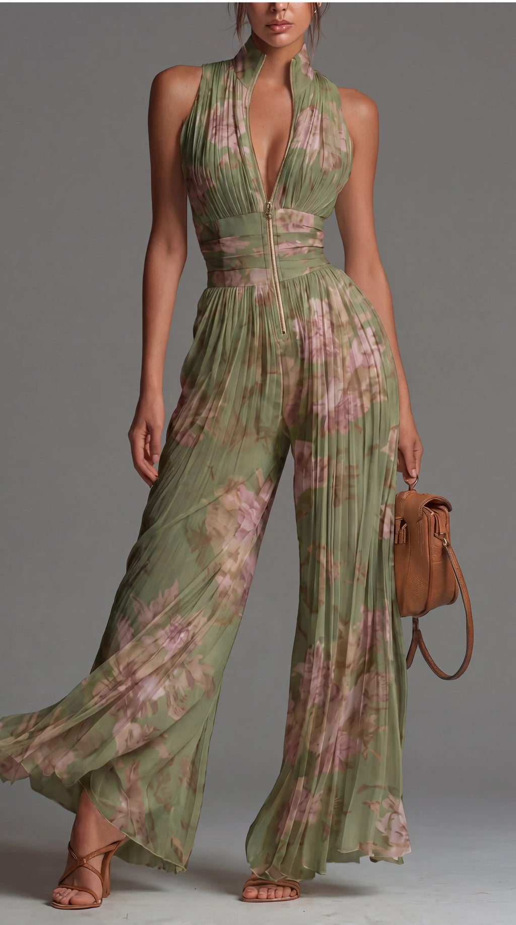 Inés | Plisseret jumpsuit i chiffon med blomster