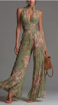 Inés | Plisseret jumpsuit i chiffon med blomster