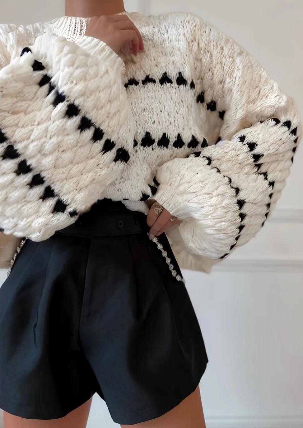 Evelina | Struktureret striksweater