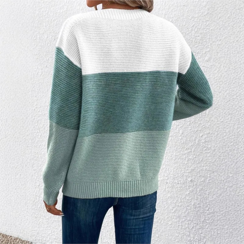 Enrichetta | Trefarvet striksweater med colorblock