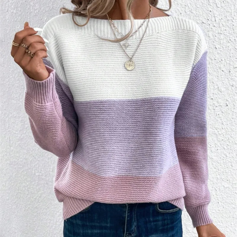 Enrichetta | Trefarvet striksweater med colorblock