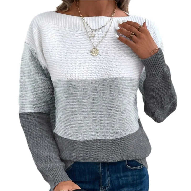 Enrichetta | Trefarvet striksweater med colorblock