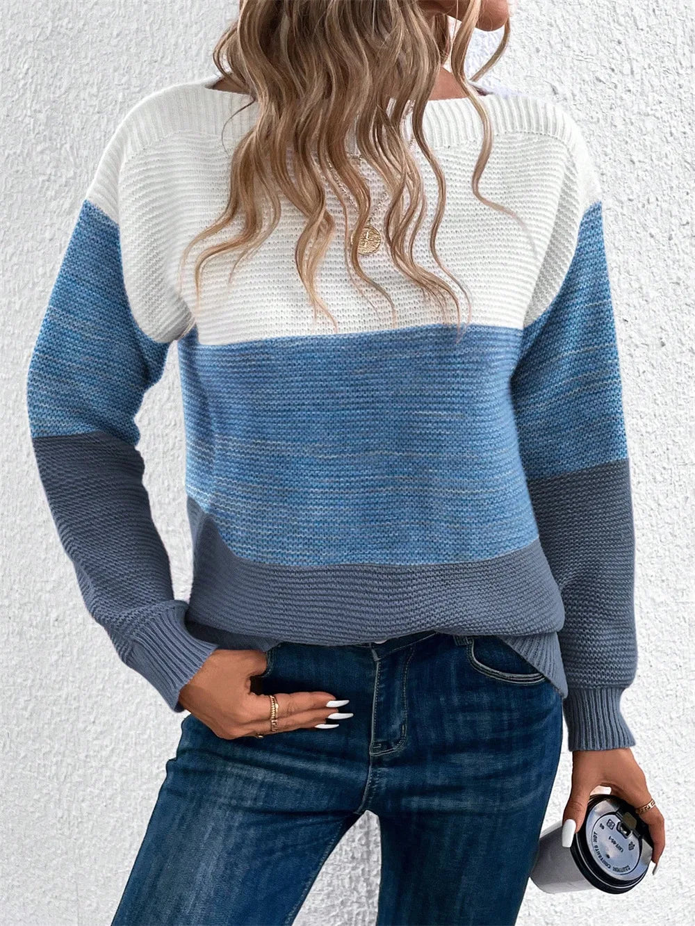 Enrichetta | Trefarvet striksweater med colorblock