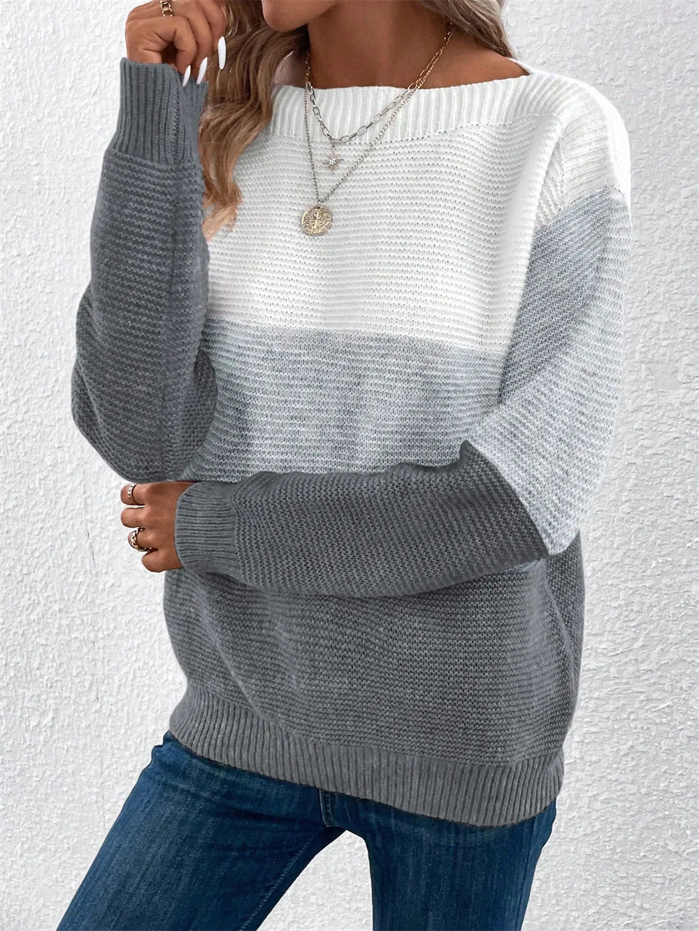 Enrichetta | Trefarvet striksweater med colorblock
