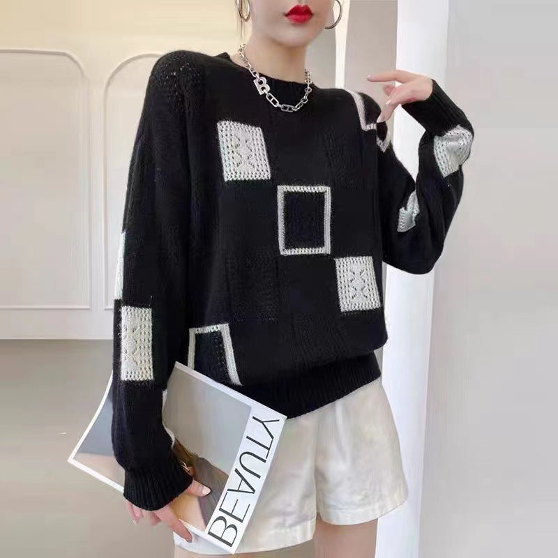 Fiorenza | Elegant striksweater med patchwork til kvinder
