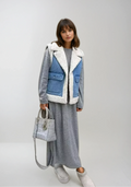 Petronilla | Denimvest i vintagestil med kunstigt lammeskind