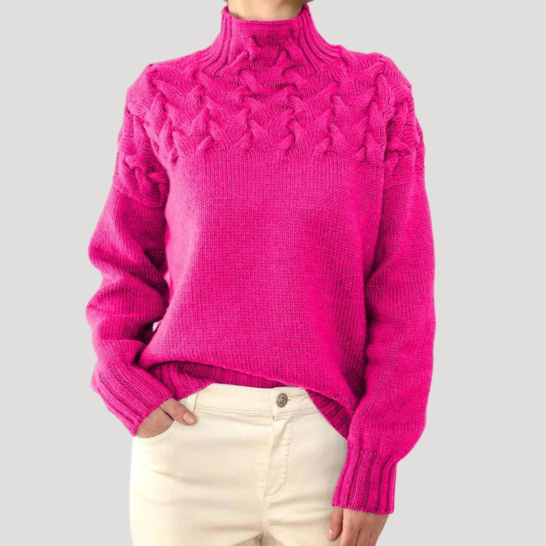 Maddalena | Kabelstrikket rullekravesweater — forårsstil