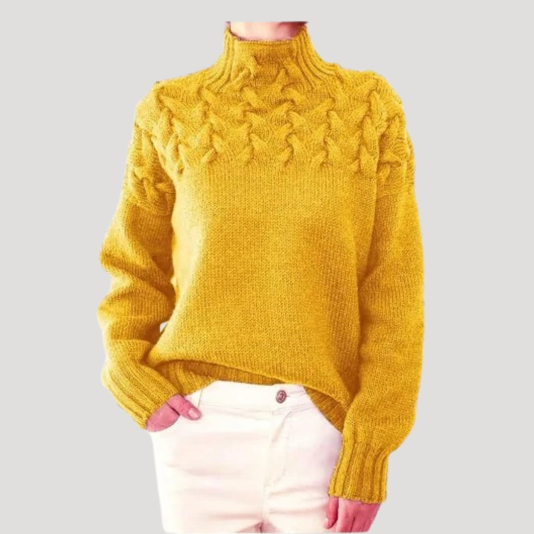 Maddalena | Kabelstrikket rullekravesweater — forårsstil