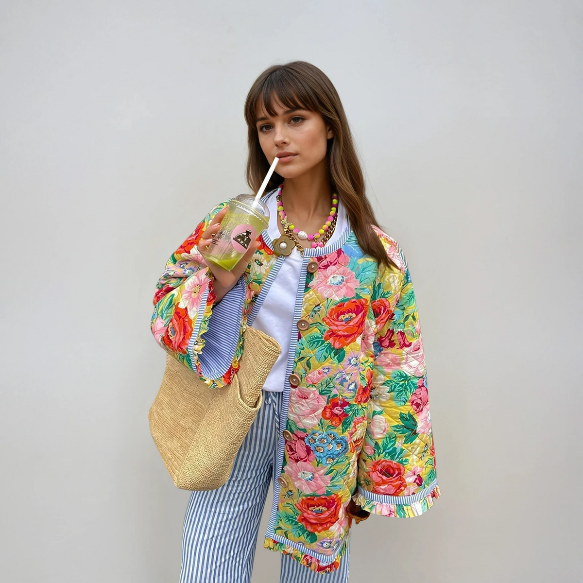 Valchiria | Quiltet jakke med vintageinspireret blomsterprint