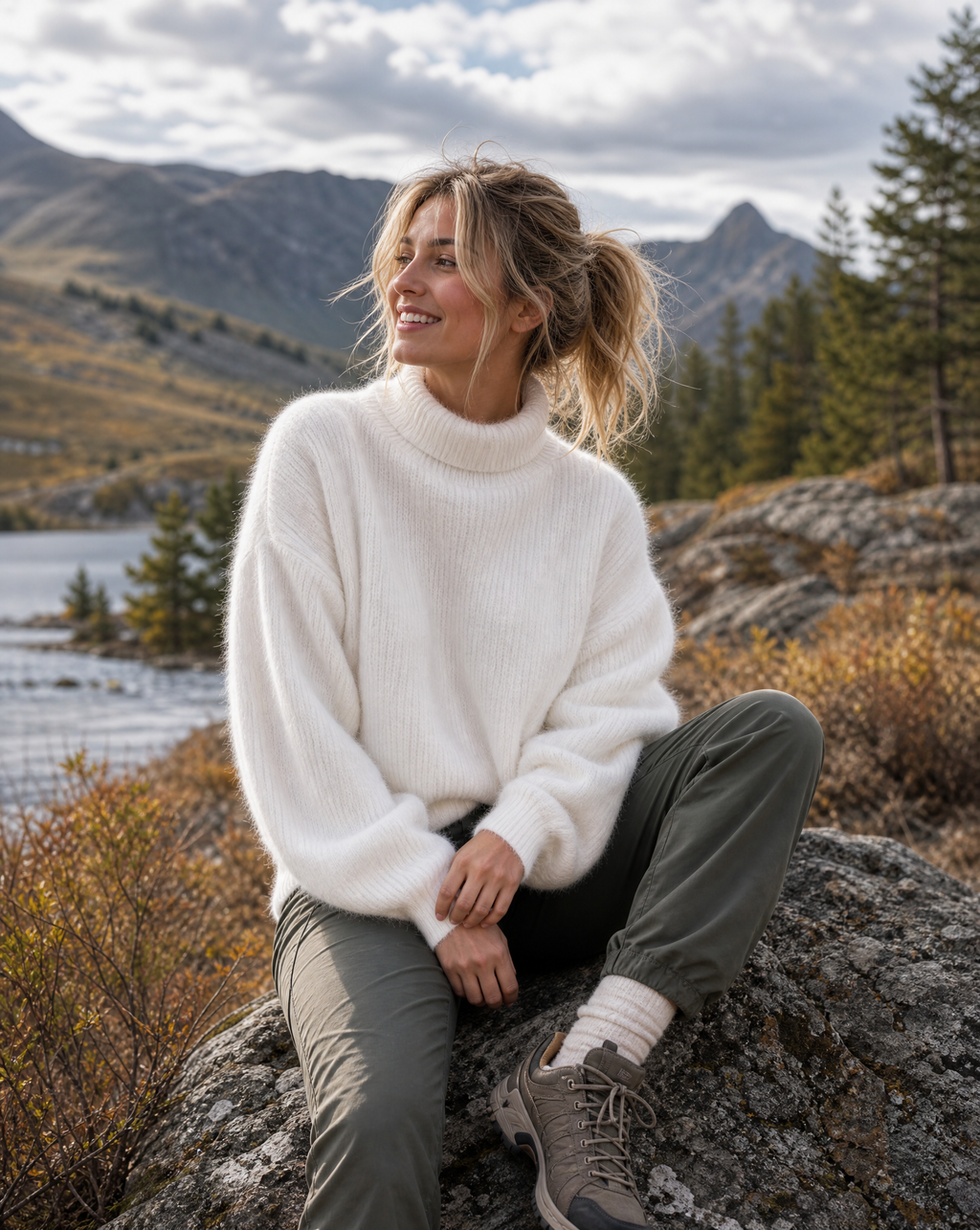 Claudia | Striksweater med vide ærmer
