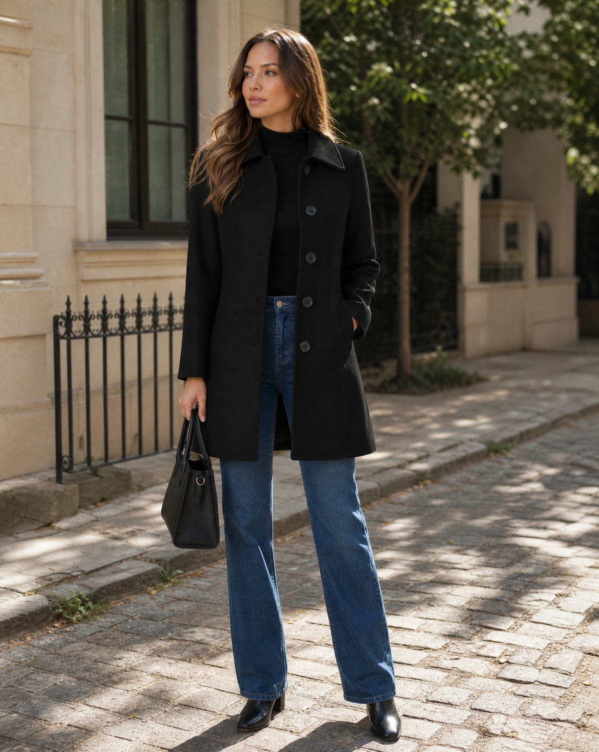 Sabina – Enkeltradet vintertrenchcoat