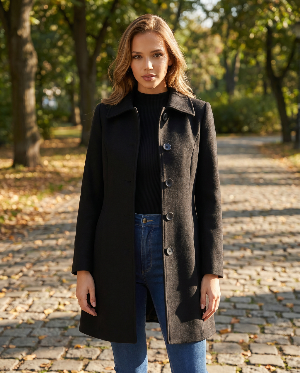 Sabina – Enkeltradet vintertrenchcoat