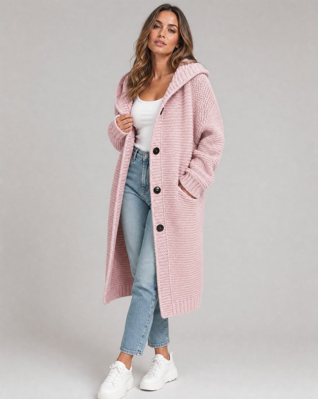 Filomena – Oversized cardigan med hætte