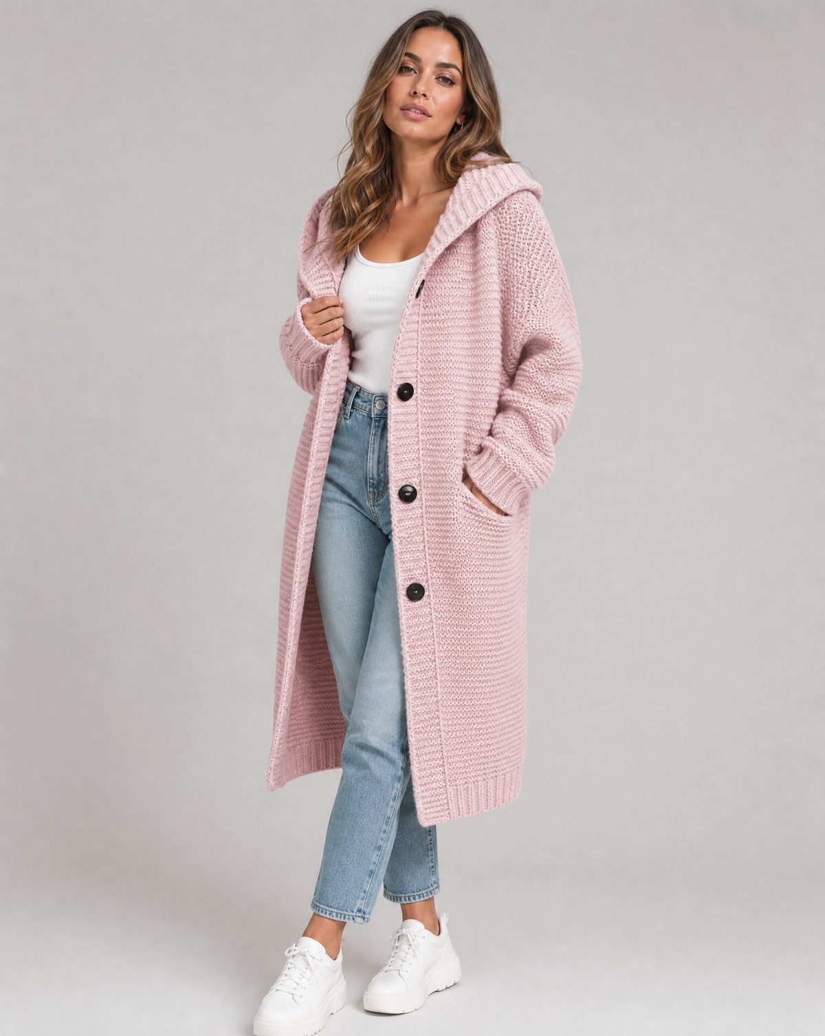 Filomena – Oversized cardigan med hætte