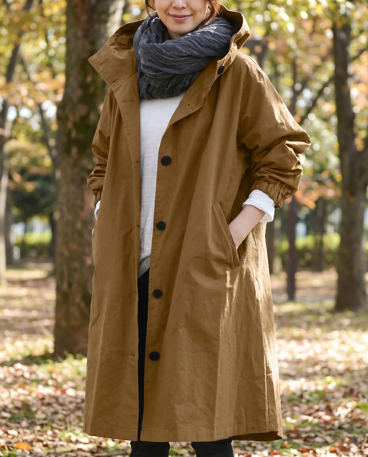 Serafina – Lang oversized trenchcoat med hætte