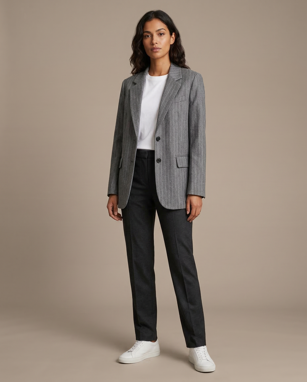 Piera – Stribet vintageblazer med lommer