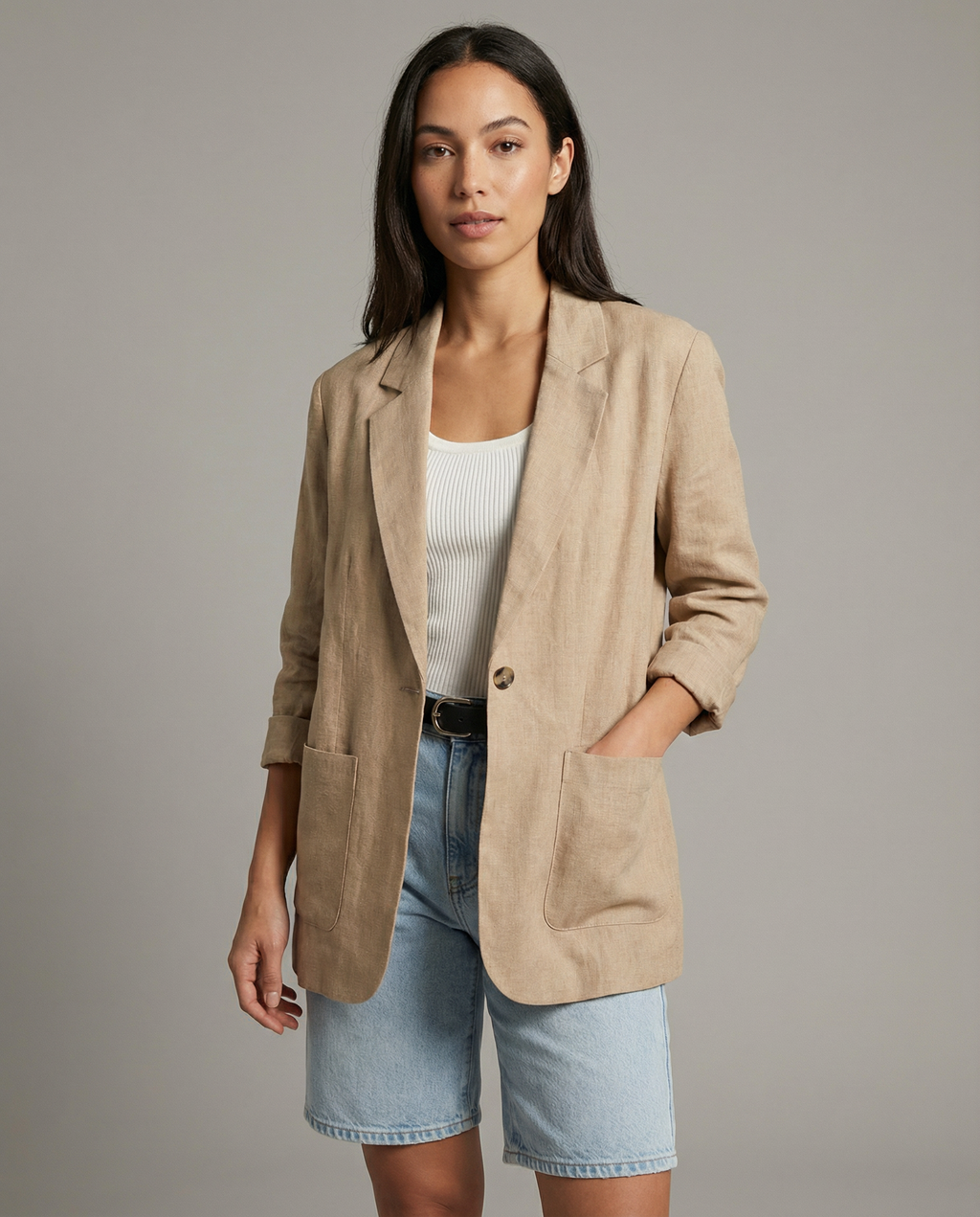 Marta – Sildebensblazer med kinakrave til forår og sommer