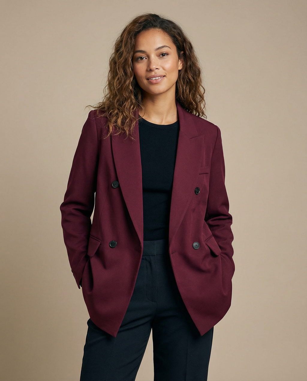Fulvia – Dobbeltradet vintageblazer i bordeaux