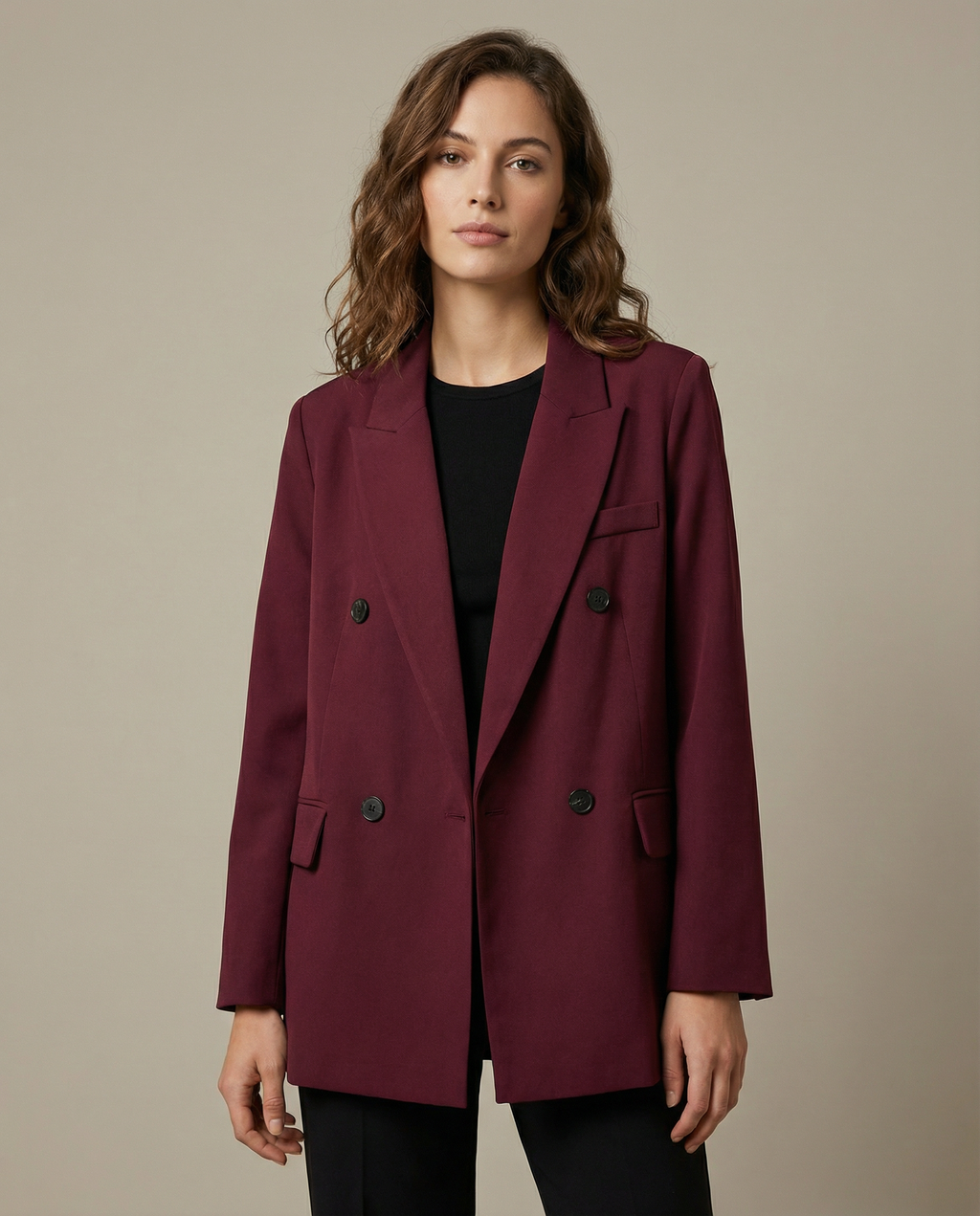 Fulvia – Dobbeltradet vintageblazer i bordeaux