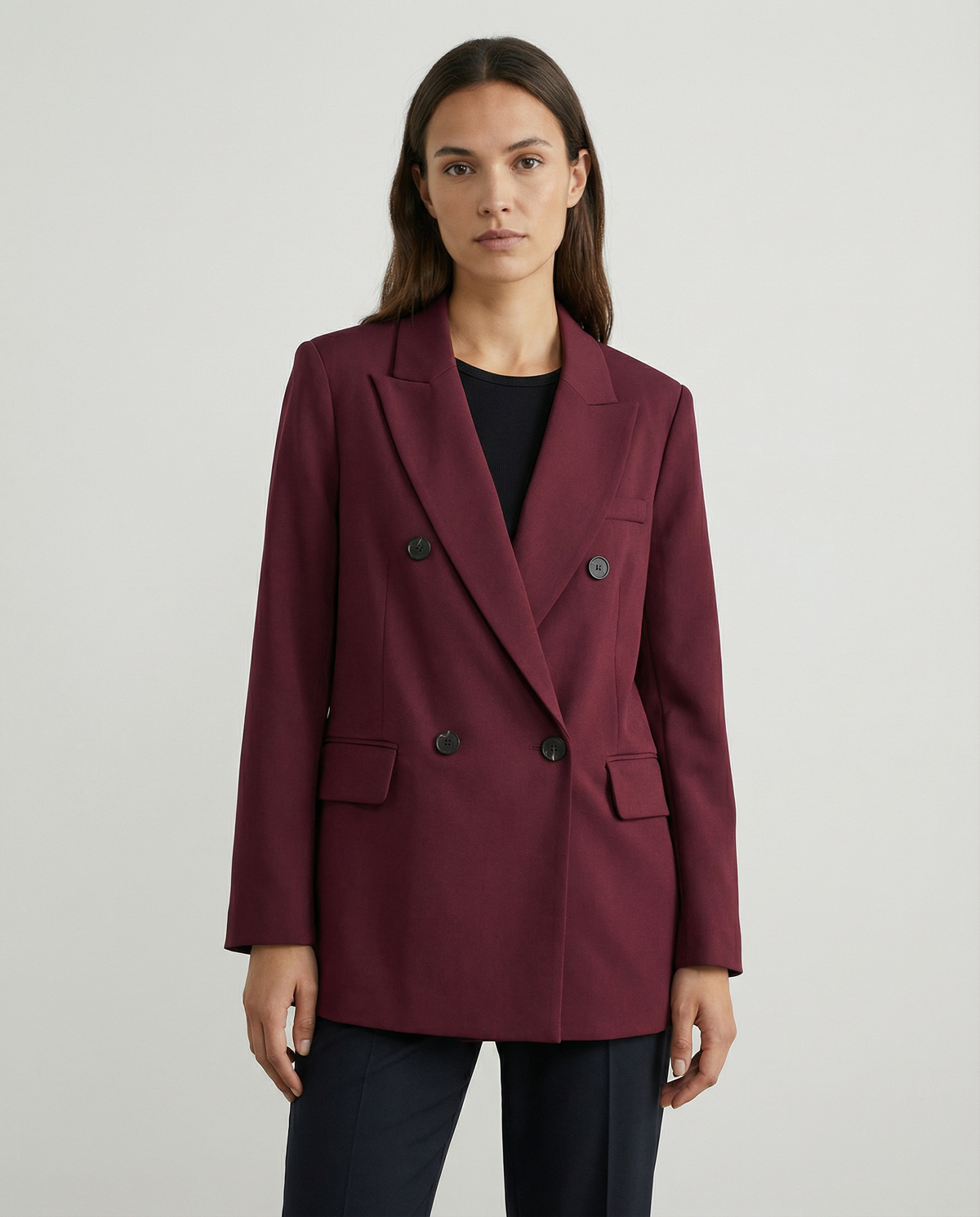 Fulvia – Dobbeltradet vintageblazer i bordeaux