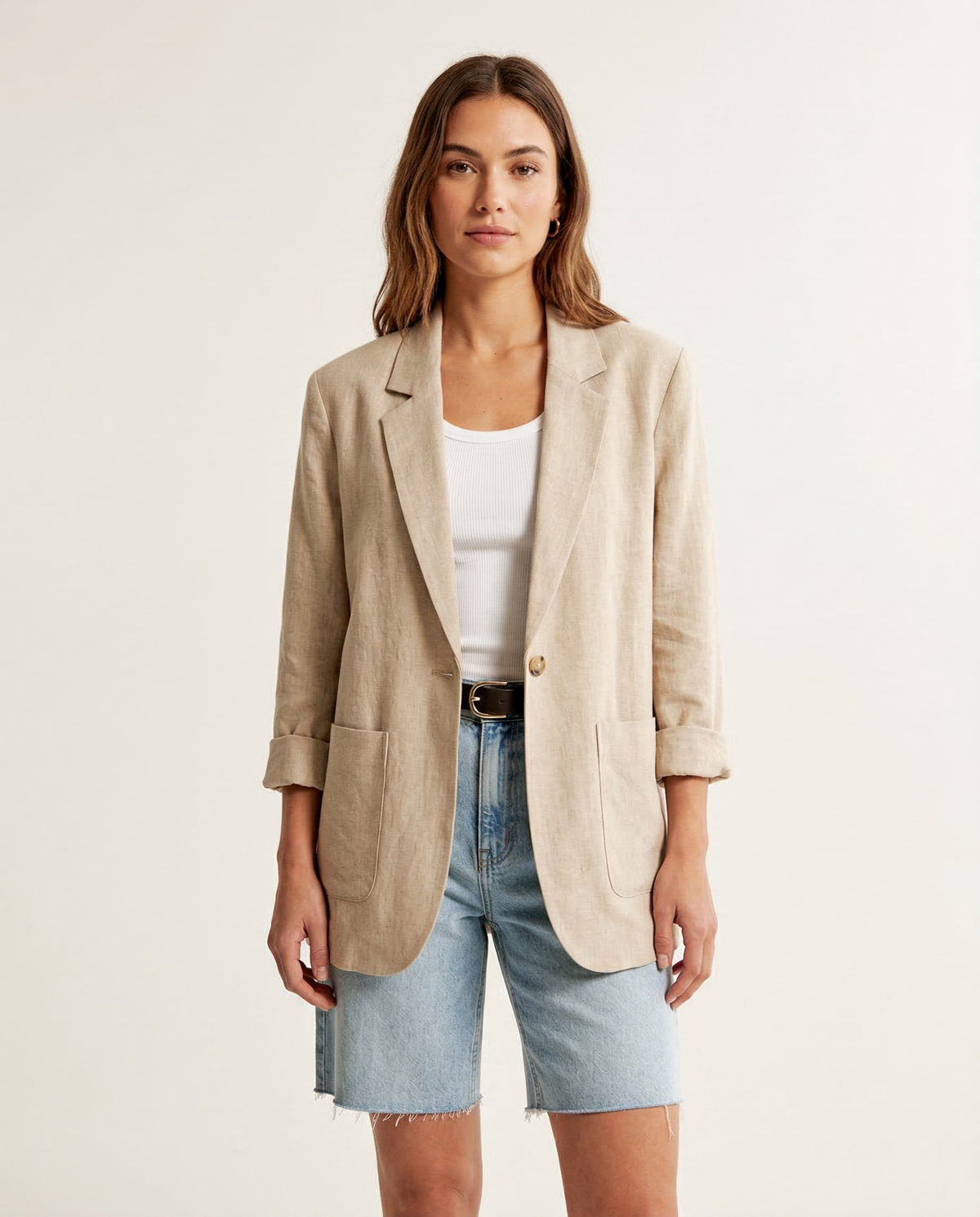 Marta – Sildebensblazer med kinakrave til forår og sommer
