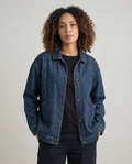 Rina | Lang oversized denimjakke med utility-lommer