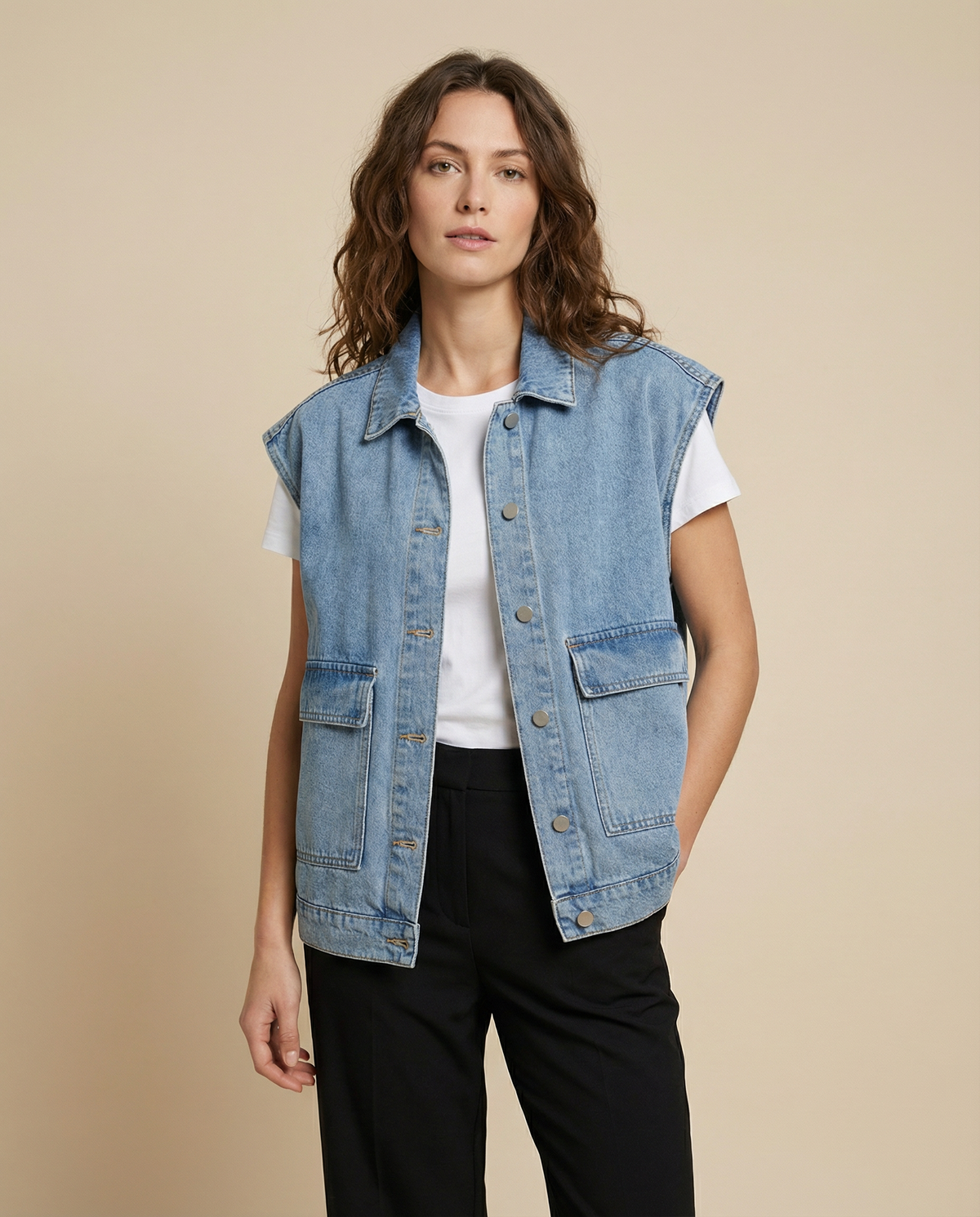Selvaggia | Oversized denimvest med knapper