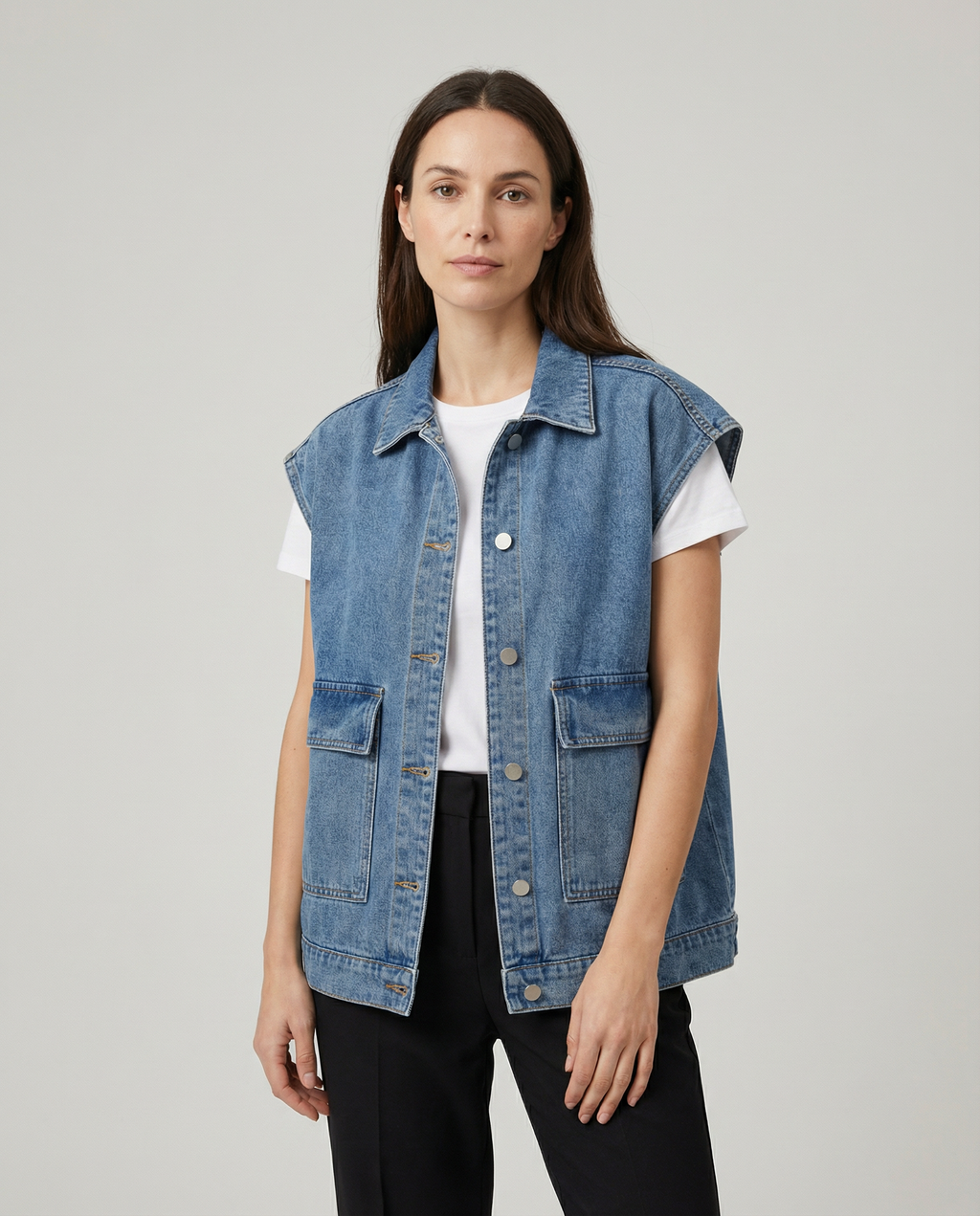 Selvaggia | Oversized denimvest med knapper
