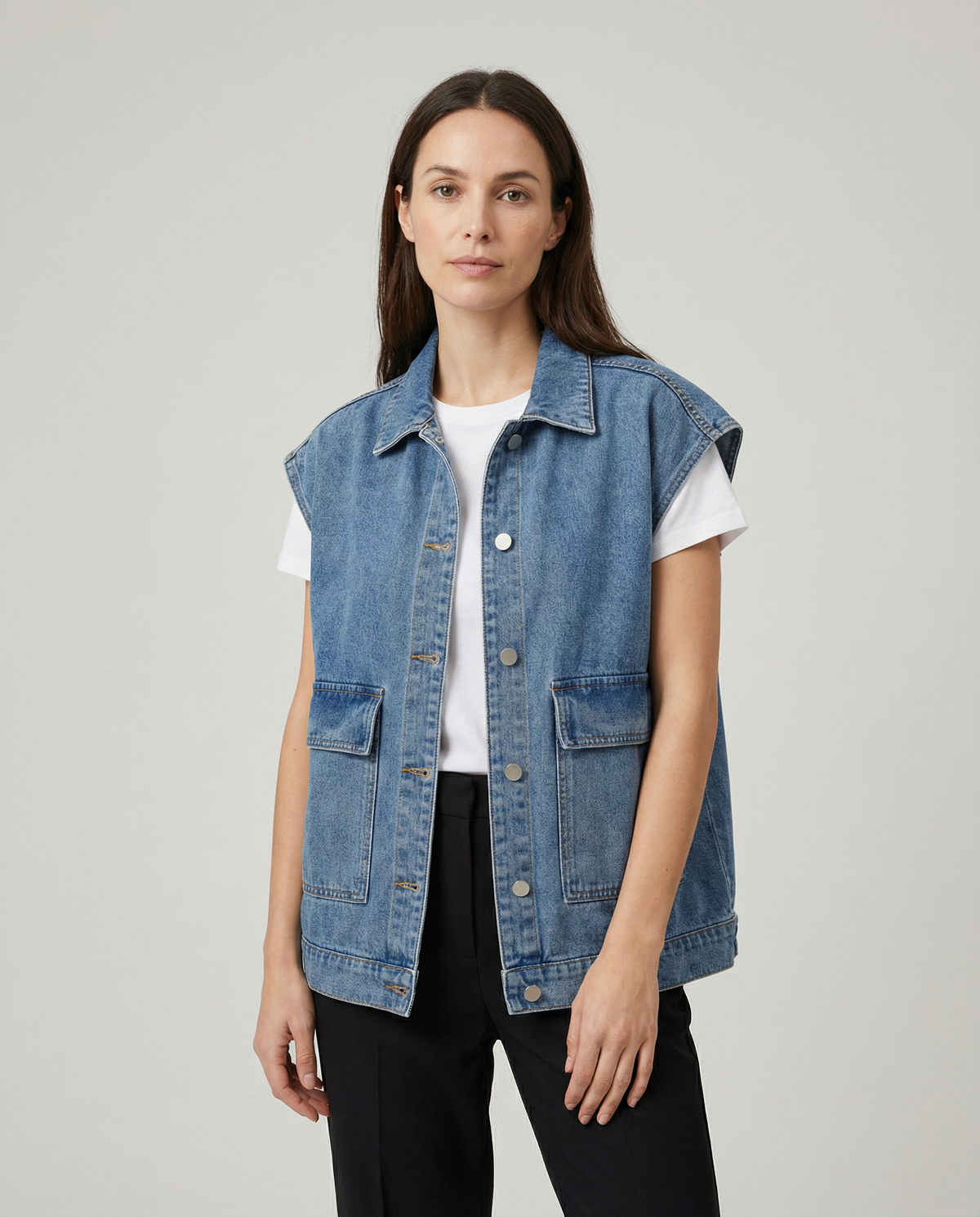 Selvaggia | Oversized denimvest med knapper