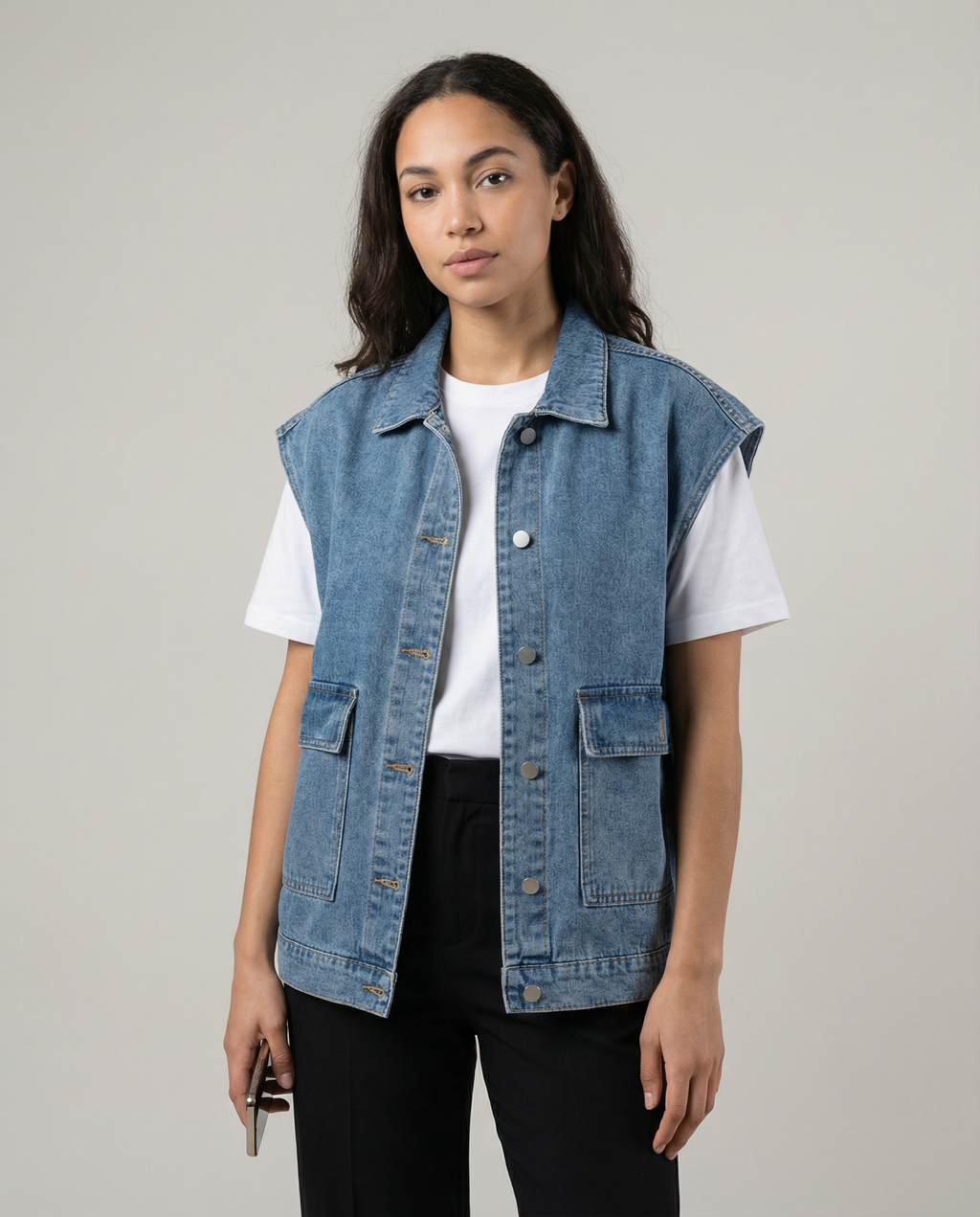 Selvaggia | Oversized denimvest med knapper