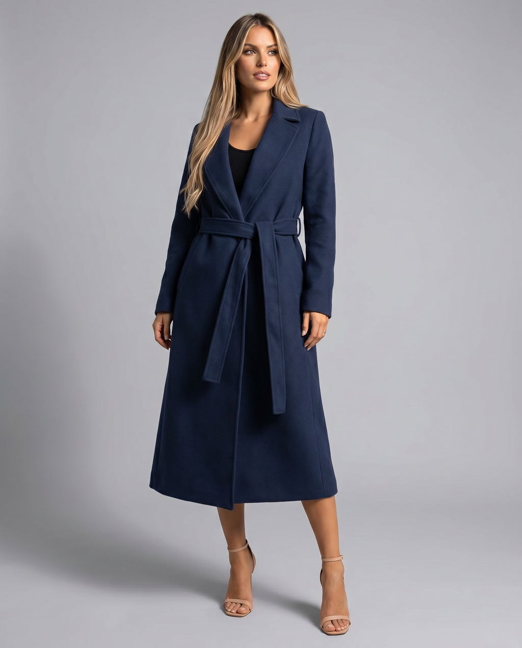 Maddalena | Lang, elegant vintertrenchcoat i uldblanding med bælte