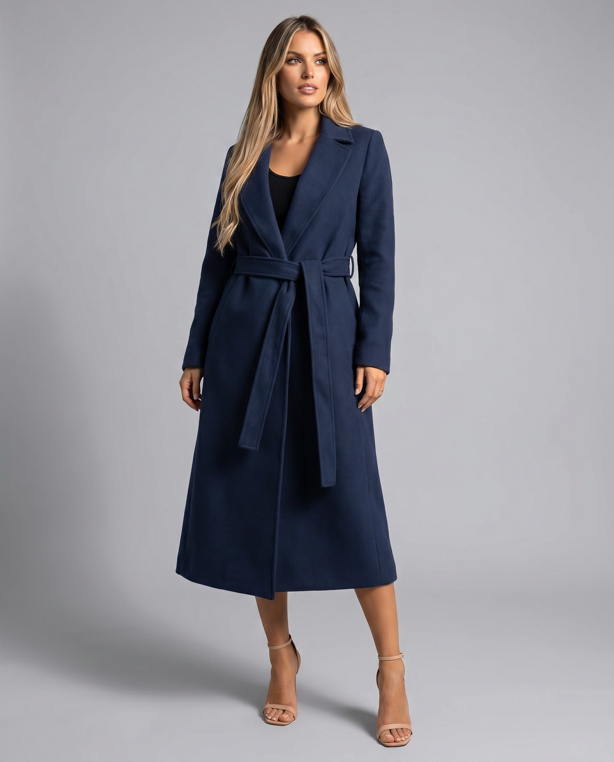 Maddalena | Lang, elegant vintertrenchcoat i uldblanding med bælte