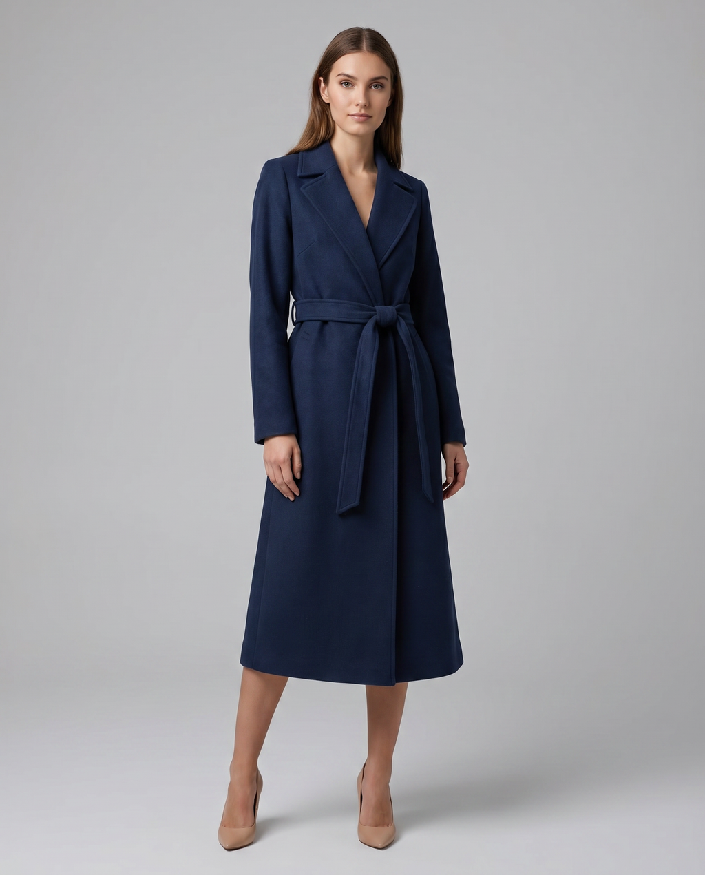 Maddalena | Lang, elegant vintertrenchcoat i uldblanding med bælte